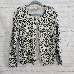 Madison Leopard Print Cardigan Colorpop Maximalist Size Lg Cotton Blend Artsy